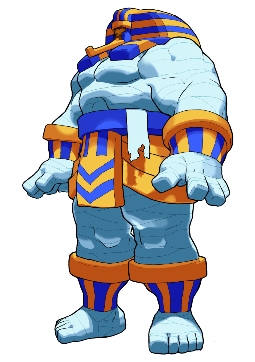 1boy, absurdres, anakaris, ancient_egyptian, arms_at_sides, bandaged_arm, bandaged_chest, bandaged_leg