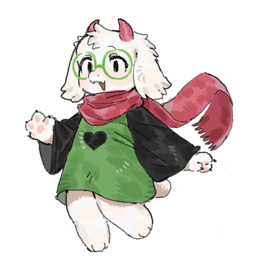 1boy, animal_ears, barefoot, black_eyes, body_fur, deltarune, dress, fewer_digits