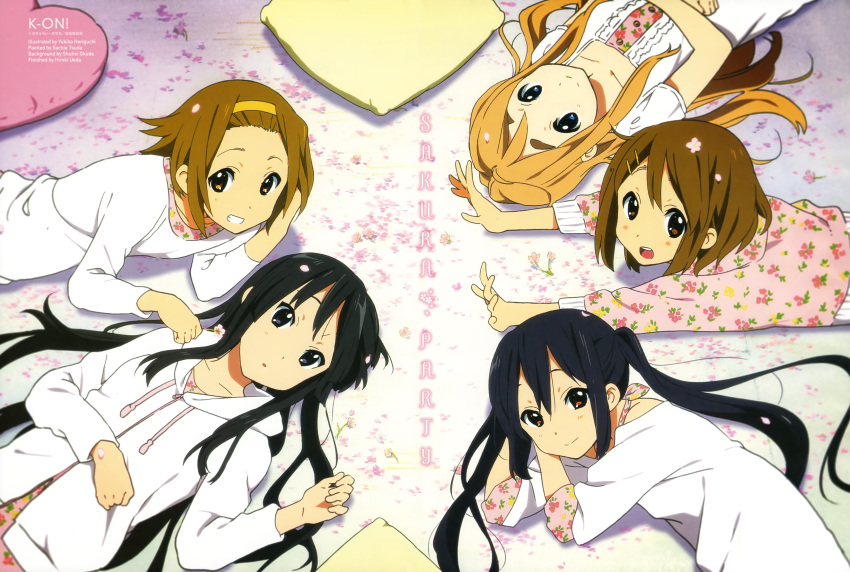 absurdres, akiyama_mio, black_eyes, black_hair, blonde_hair, blue_eyes, brown_eyes, brown_hair