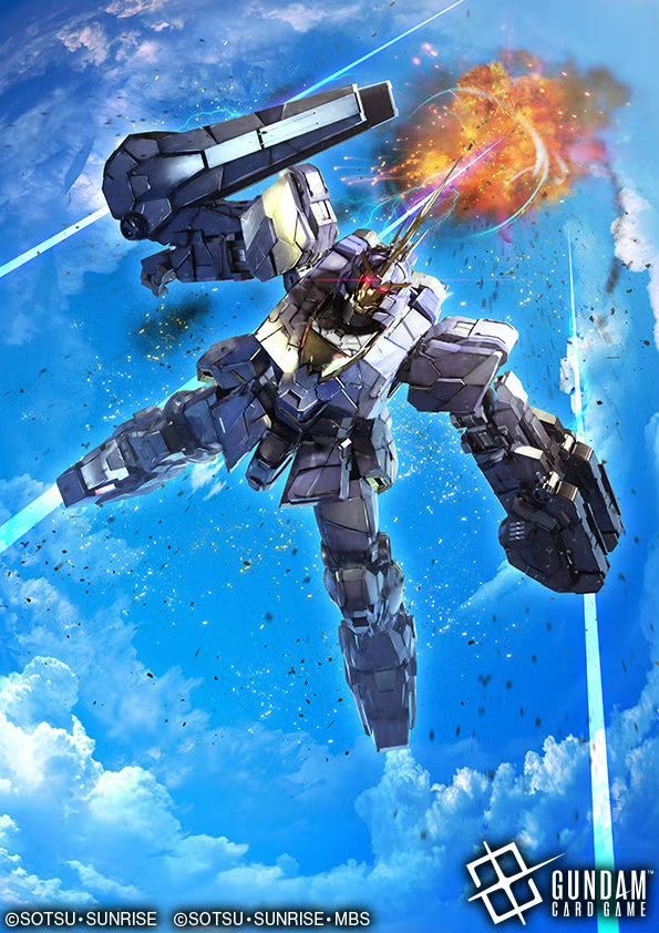 artist_request, beam_cannon, clouds, cloudy_sky, copyright_notice, debris, explosion, flying
