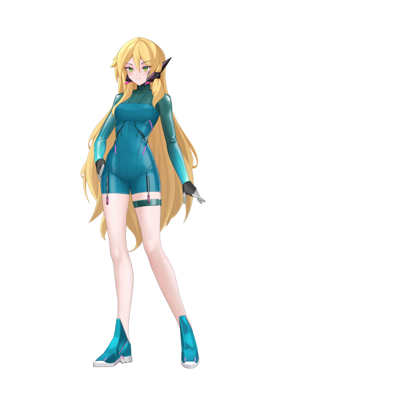 1girl, absurdres, alternate_costume, bare_legs, blonde_hair, breasts, commission, commissioner_upload