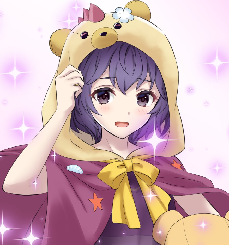 1girl, animal_hood, bear_hood, bernadetta_von_varley, bernadetta_von_varley_(summer), bikini, blush, breasts