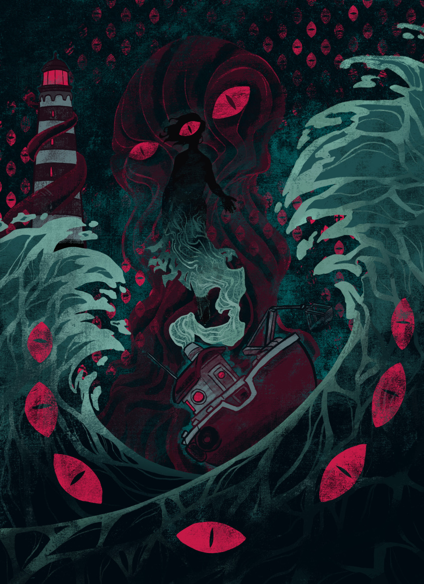 abstract, absurdres, canvas_texture, disembodied_eye, dredge_(video_game), eldritch_abomination, highres, horror_(theme)