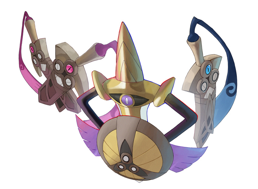 aegislash, blue_eyes, bright_pupils, commentary_request, doublade, evolutionary_line, highres, honedge