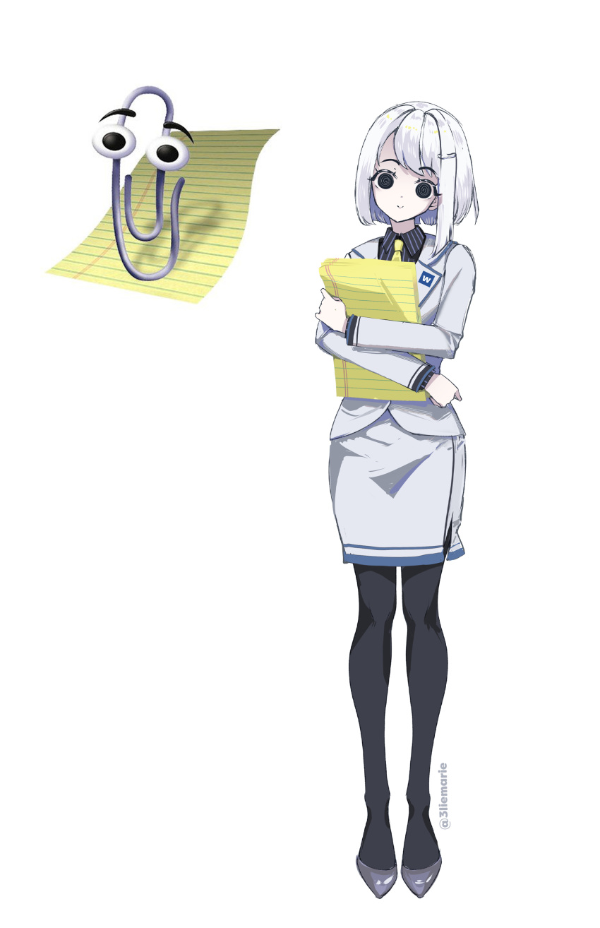 1girl, 3liemarie, @_@, absurdres, artist_name, black_eyes, black_pantyhose, black_shoes