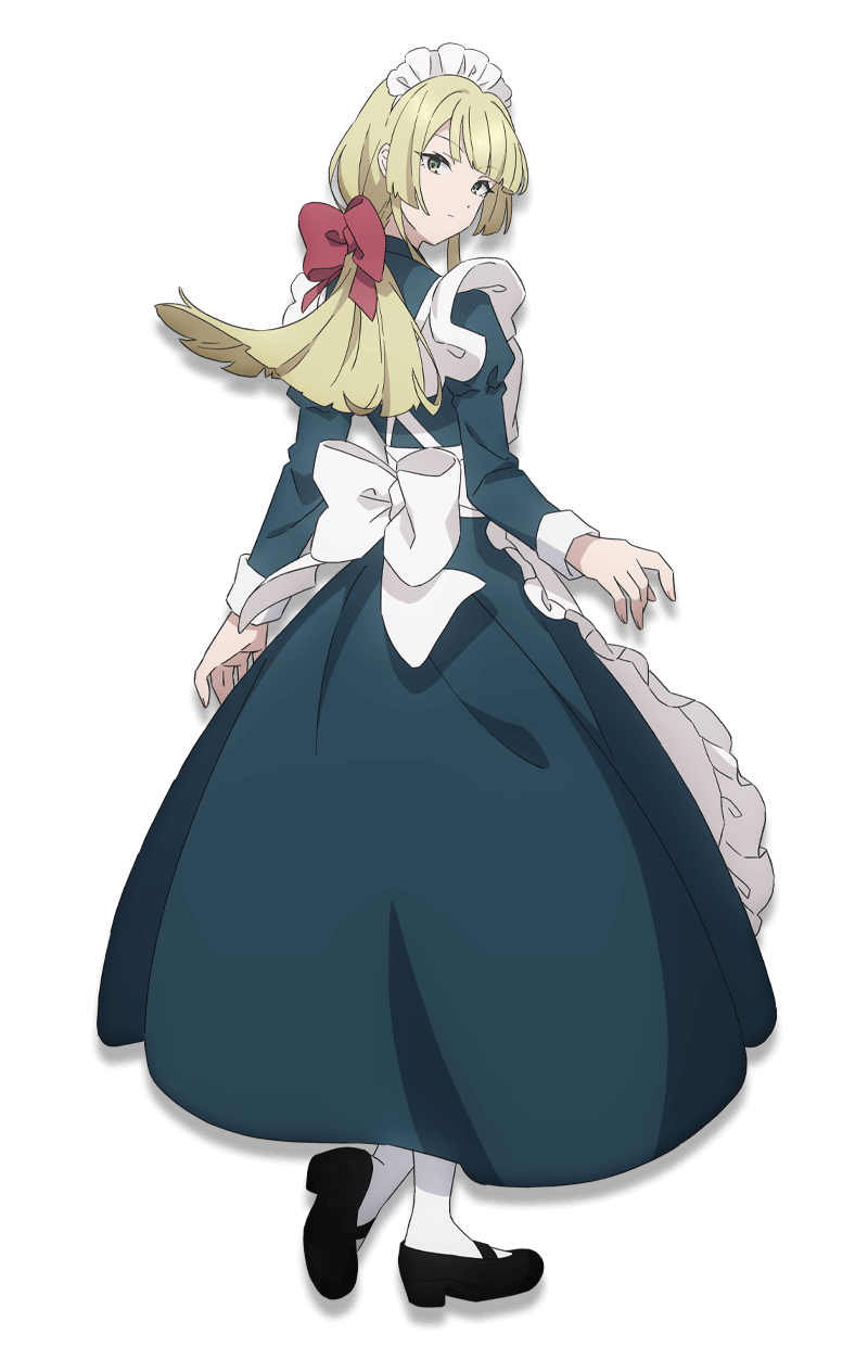 1girl, anime_coloring, apron, back, bow, closed_mouth, dress, frilled_apron