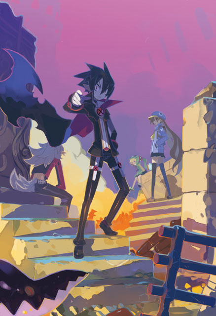 blonde_hair, brown_eyes, brown_hair, cape, child, desco, disgaea, emizel