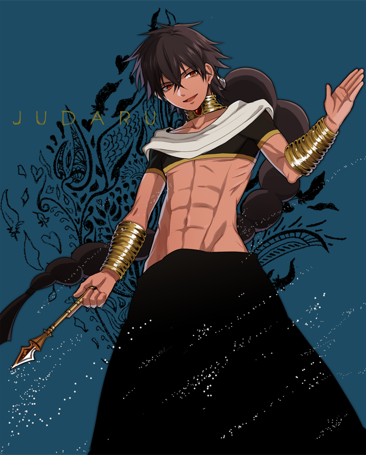 abs, bad_id, black_hair, braid, jewelry, judal, long_hair, magi__the_labyrinth_of_magic