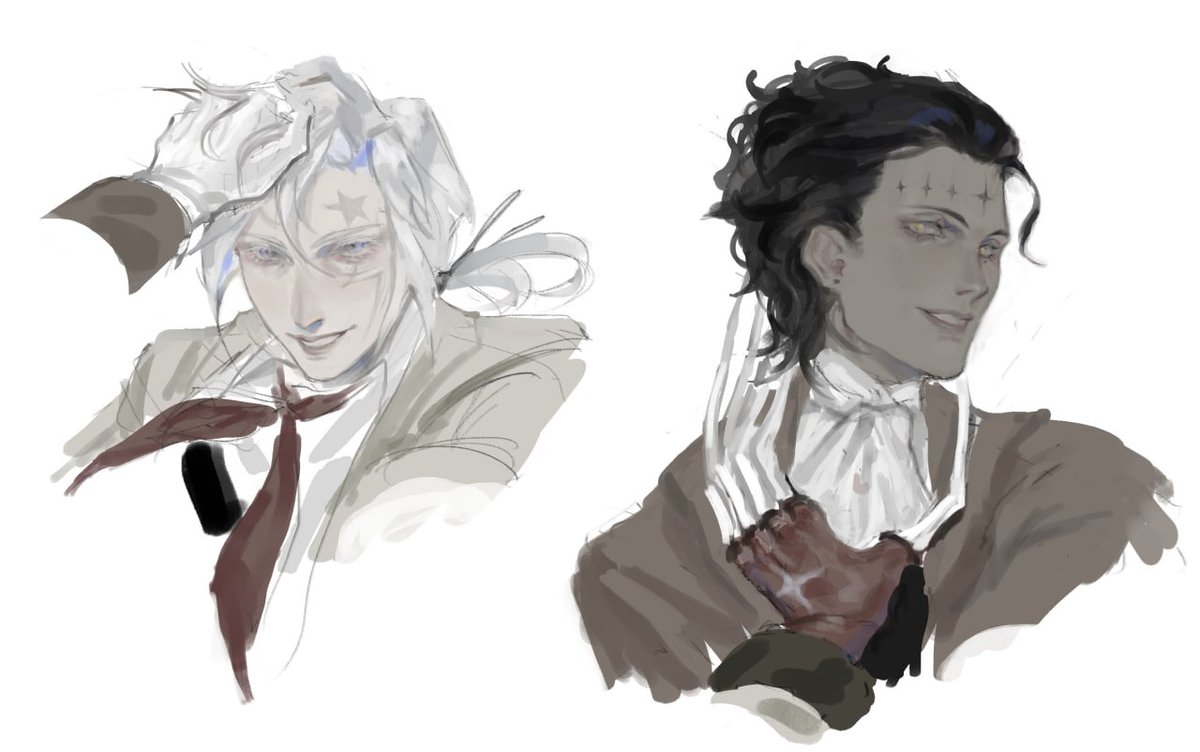 2boys, allen_walker, black_hair, blue_eyes, brown_coat, brown_suit, claws, coat