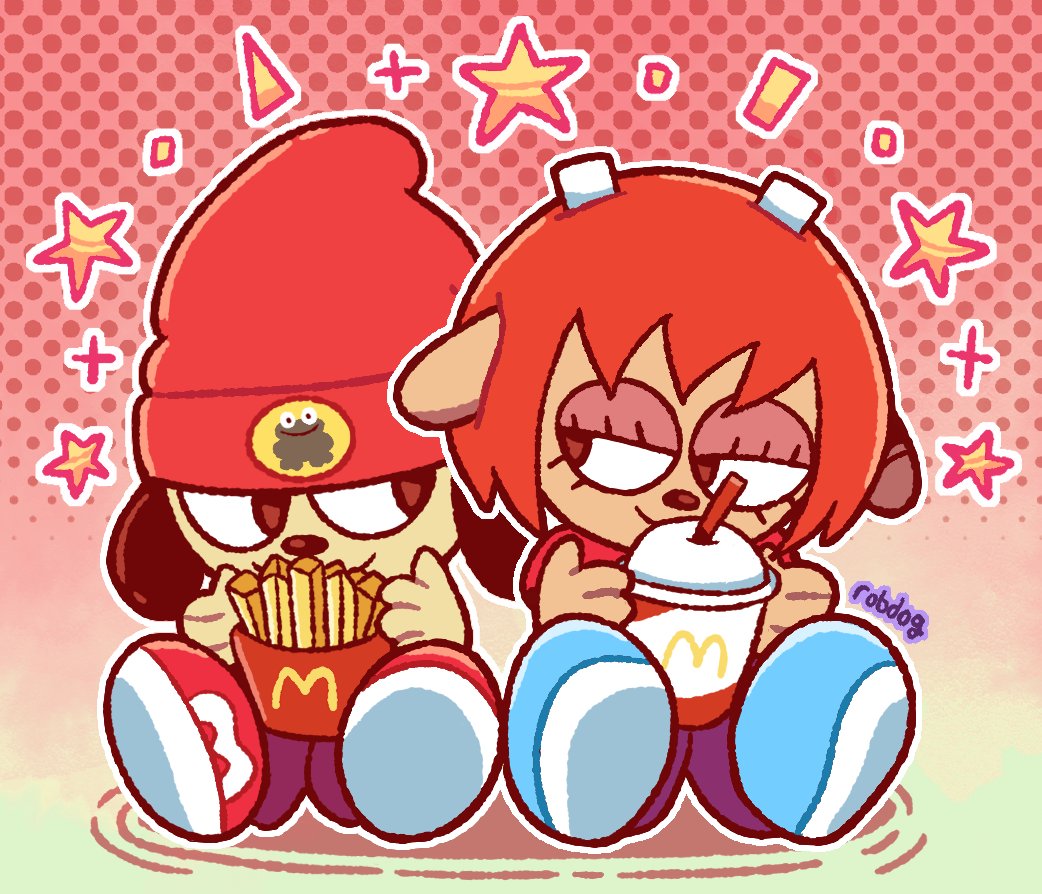1boy, 1girl, blue_shoes, brown_eyes, cup, disposable_cup, drinking_straw, food