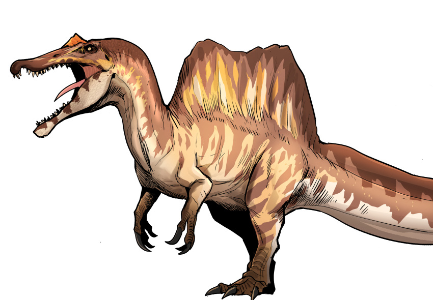 animal_focus, black_sclera, brown_scales, claws, colored_sclera, dinosaur, gegegekman, highres