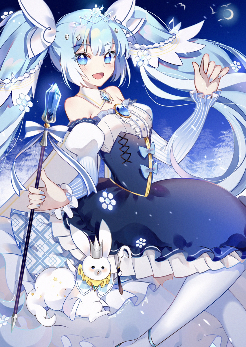 1girl, 1other, animal_ears, aqua_hair, aqua_nails, blue_eyes, blush, breasts