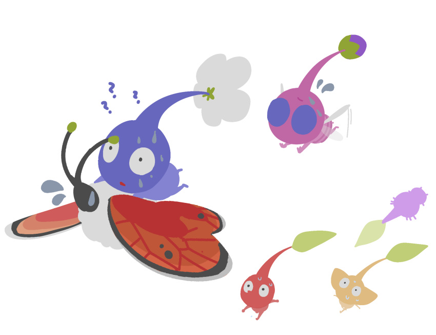 ?, ??, afterimage, black_eyes, blue_pikmin, blue_skin, bud, bug