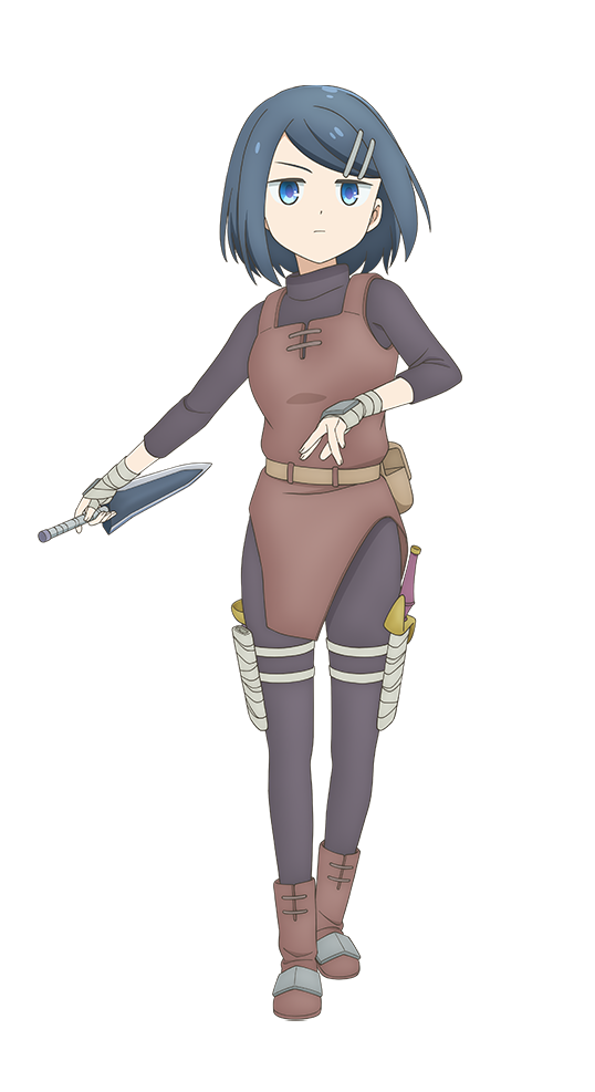 1girl, anime_coloring, armor, bandaged_arm, bandages, belt, belt_pouch, blue_eyes