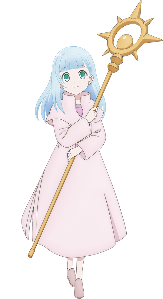 1girl, anime_coloring, belle_(dungeon_no_naka_no_hito), blue_hair, blunt_bangs, breasts, dungeon_no_naka_no_hito, flats