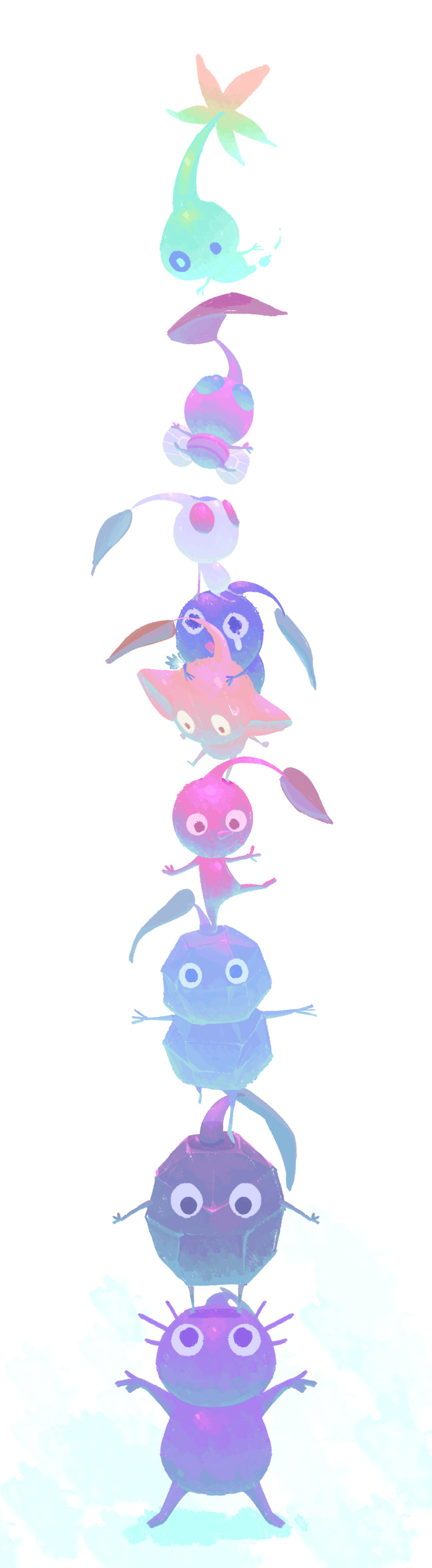 absurdres, black_eyes, blue_pikmin, crying, crying_with_eyes_open, glow_pikmin, highres, ice_pikmin