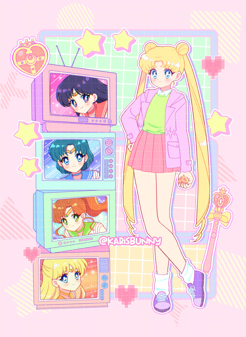 1girl, aino_minako, bishoujo_senshi_sailor_moon, black_hair, blonde_hair, blue_eyes, blue_sailor_collar, bow