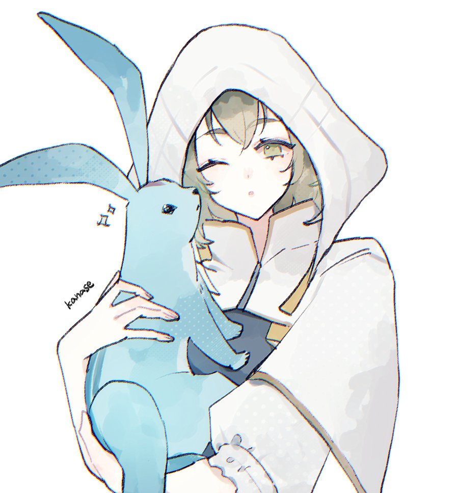 1girl, animal, artist_name, black_shirt, brown_hair, carbuncle_(final_fantasy), final_fantasy, final_fantasy_xiv
