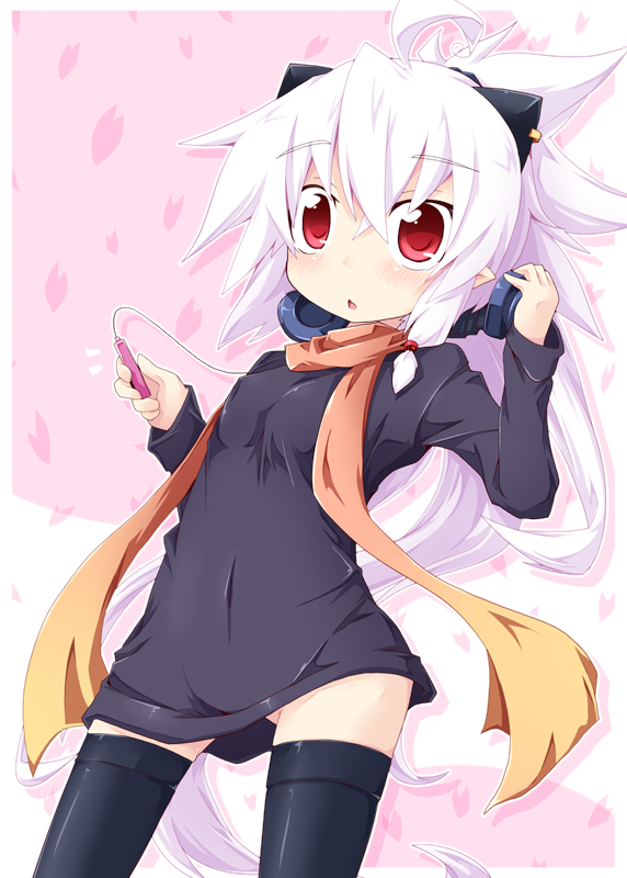 digital_media_player, earrings, headphones, jewelry, long_hair, no_panties, original, pointy_ears