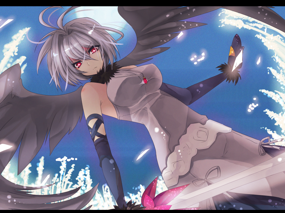 engi_threepiece, gloves, jewelry, oboro_(siroma), pendant, red_eyes, short_hair, silver_hair