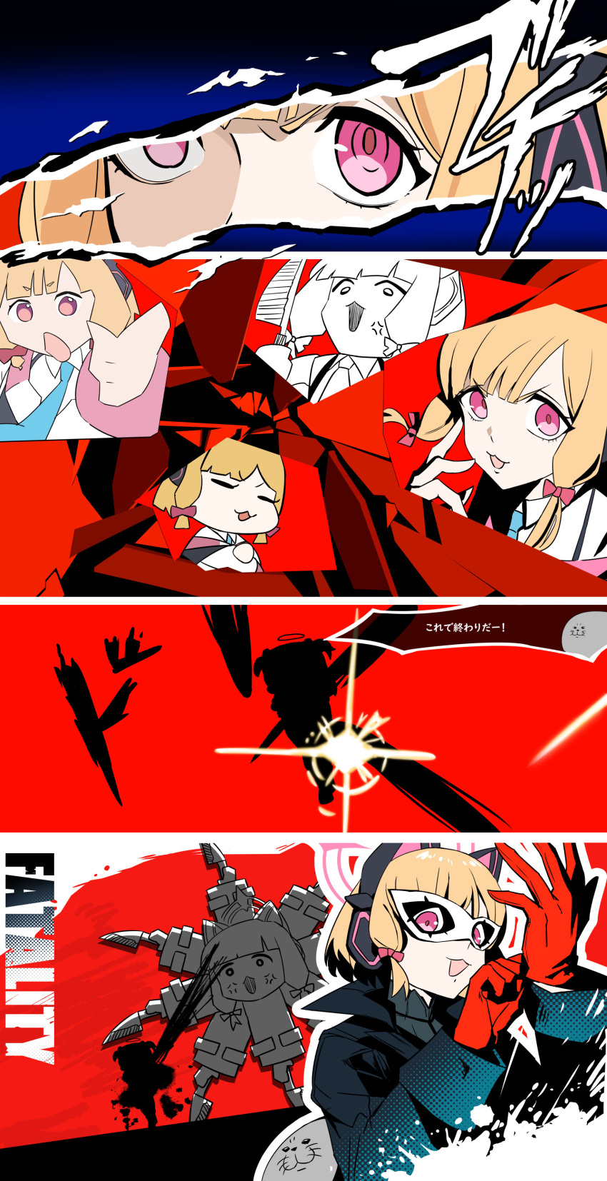 2girls, absurdres, all-out_attack, anger_vein, animal_ear_headphones, animal_ears, bakaking, black_jacket