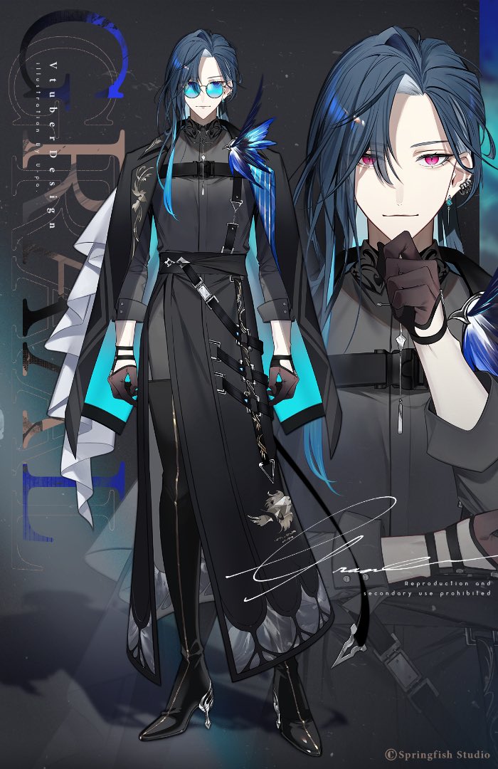 1boy, aqua_jacket, arms_at_sides, belt, black_background, black_belt, black_boots, black_jacket