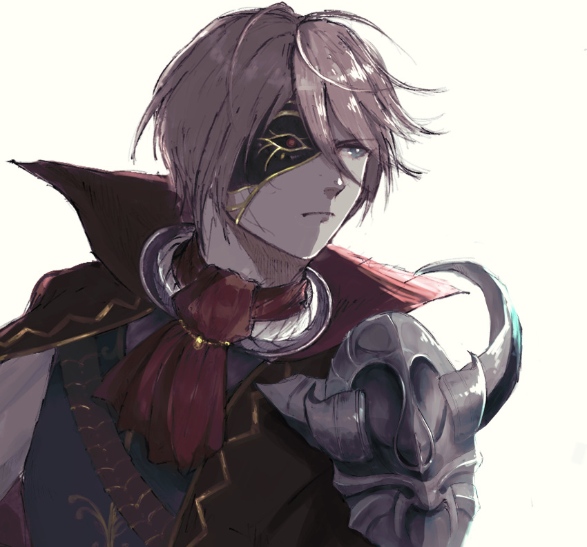 1boy, absurdres, armor, ascot, belt, bringer_of_disaster_(grimms_notes), brown_belt, brown_hair
