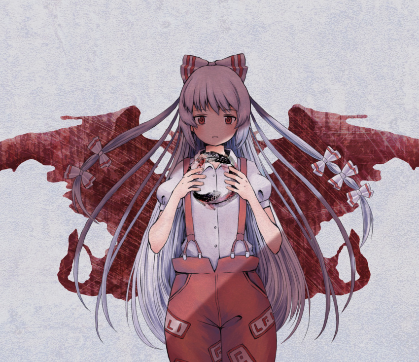 1girl, album_cover, blush, bow, commentary_request, cover, cowboy_shot, expressionless