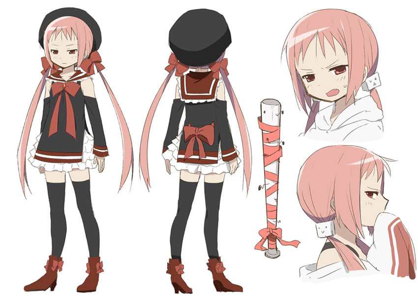 baseball_bat, black_legwear, commentary, fang, kl, kl-chan, mahou_shoujo_madoka_magica, nail