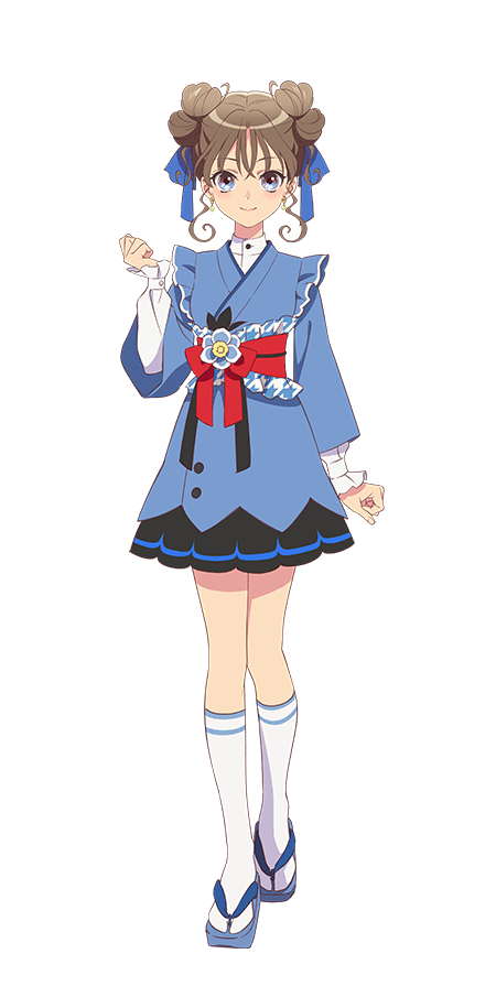 1girl, anime_coloring, blue_eyes, blue_kimono, blue_ribbon, braid, brown_hair, closed_mouth
