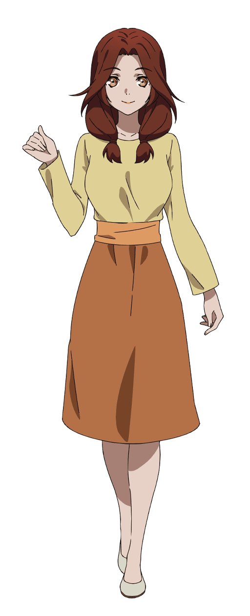 1girl, alice_leywin, anime_coloring, breasts, brown_hair, brown_skirt, closed_mouth, collarbone