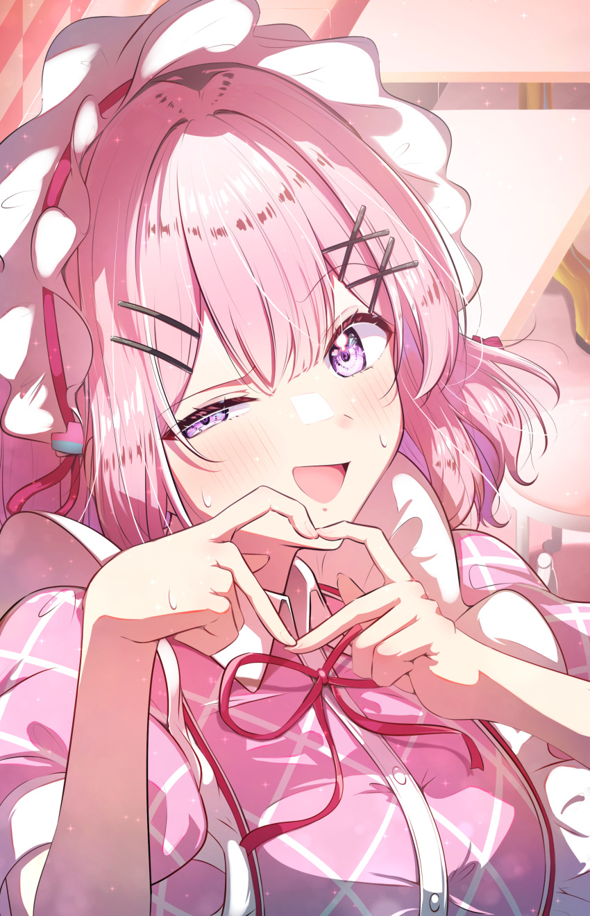 1girl, :d, absurdres, alternate_costume, amaori_renako, dress, enmaided, hair_ornament
