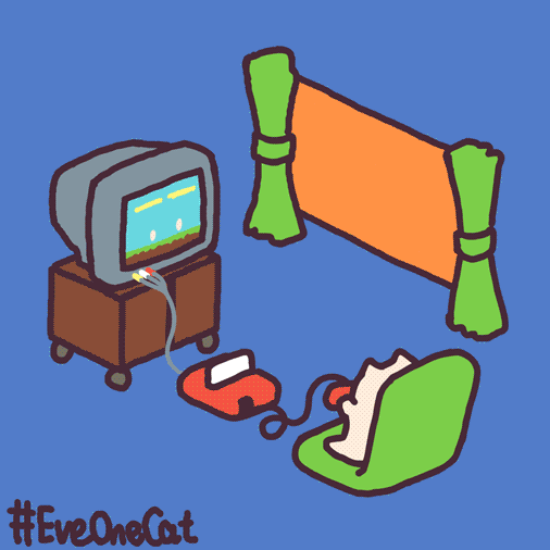 :3, animal_focus, animated, animated_gif, blue_background, cat, commentary, controller