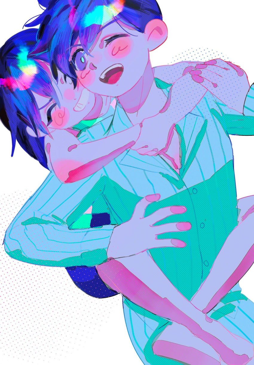 2boys, :d, ;d, ^_^, bare_arms, bare_legs, bare_shoulders, barefoot