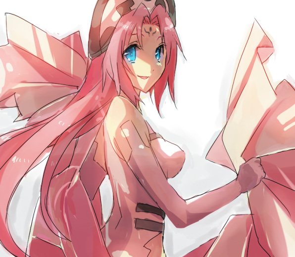 blue_eyes, elbow_gloves, facial_mark, gloves, houshin_engi, kyoumo_baito, long_hair, pink_hair