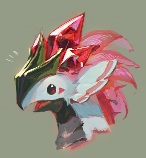 bird, chicken, digimon, digimon_(creature), forehead_jewel, garmmy, gem, grey_background