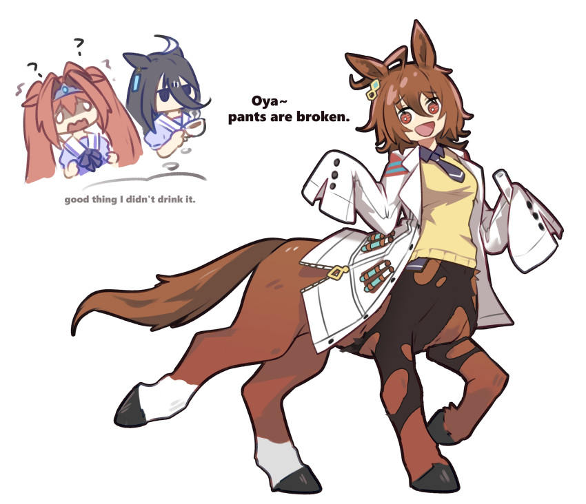 3girls, :d, absurdres, agnes_tachyon_(umamusume), ahoge, animal_ears, black_hair, black_necktie