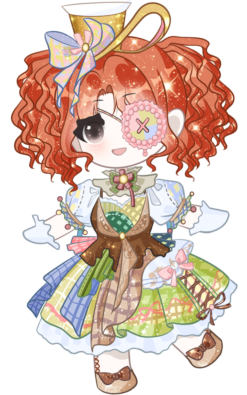 1girl, absurdres, art_of_tailoring_(infinity_nikki), bow, bowtie, brown_bow, brown_eyes, brown_shoes