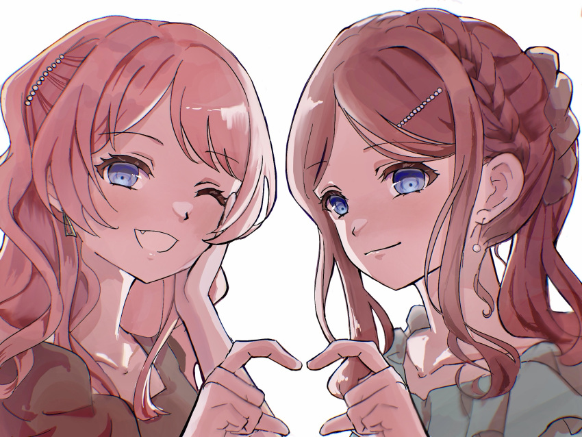 2girls, bang_dream!, bang_dream!_it's_mygo!!!!!, blue_eyes, brown_hair, chihaya_anon, closed_mouth, collarbone