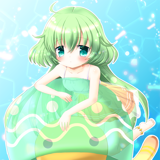 1girl, ahoge, akino_sakura, animal, bare_shoulders, barefoot, breasts, camisole