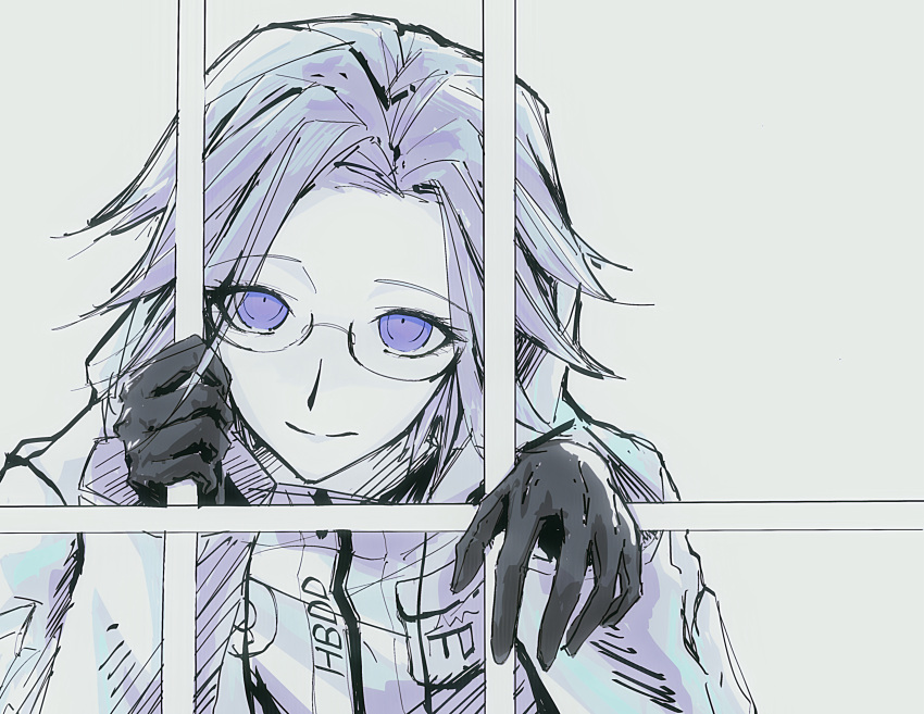 1boy, absurdres, aotsuki_eito, black_gloves, breast_pocket, chinese_commentary, colored_skin, glasses