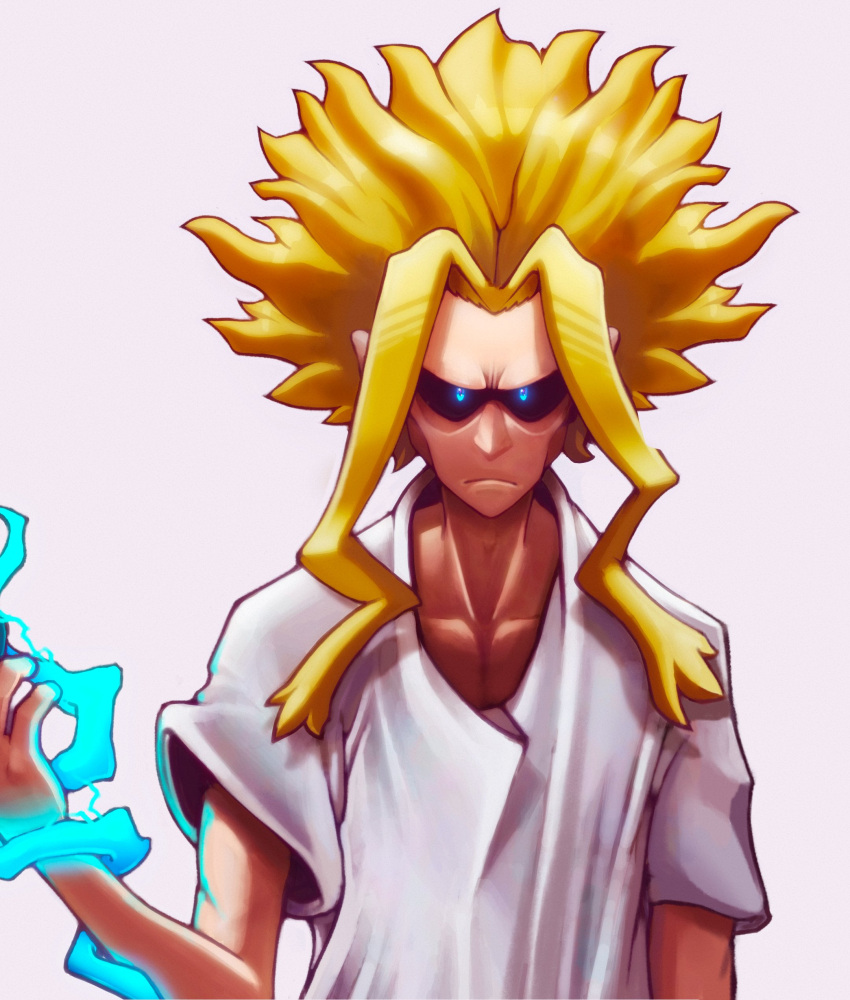 1boy, absurdres, all_might, black_sclera, blonde_hair, blue_eyes, boku_no_hero_academia, closed_mouth