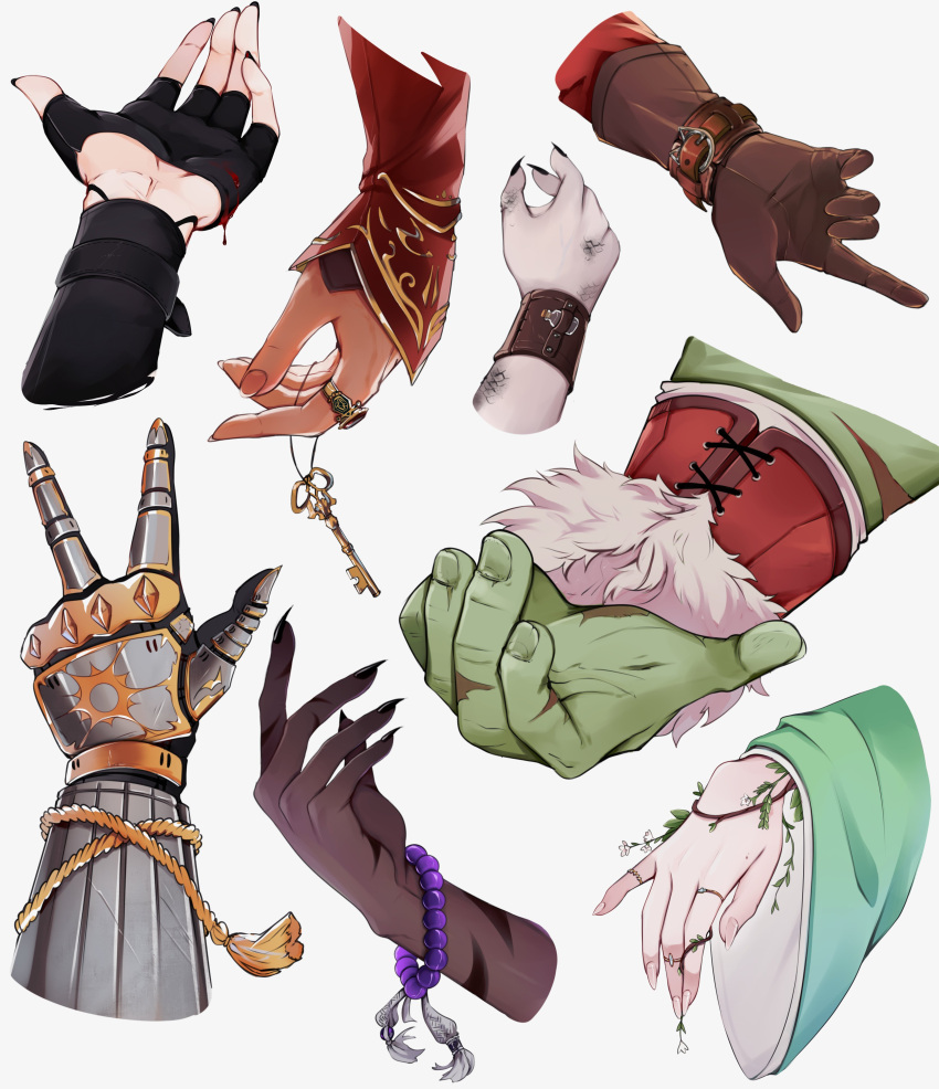 1hp_club, 6+others, absurdres, alice_(1hp_club), arm_markings, bead_bracelet, beads, black_gloves
