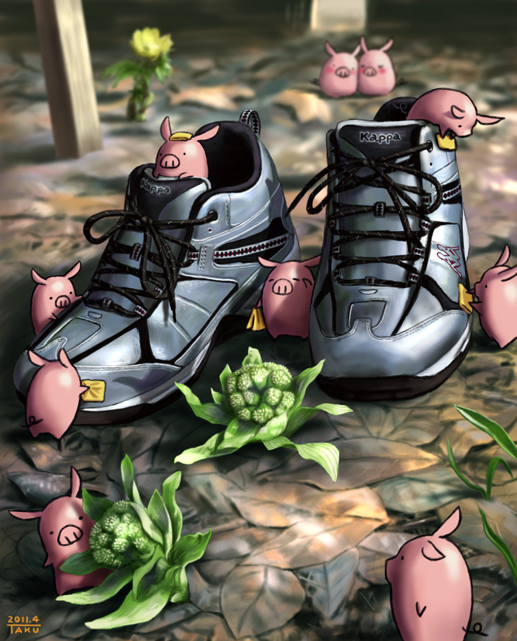 cleaning, kappa, laces, matataku, minimized, no_humans, original, pig, pigs, real, shoes, towel, what