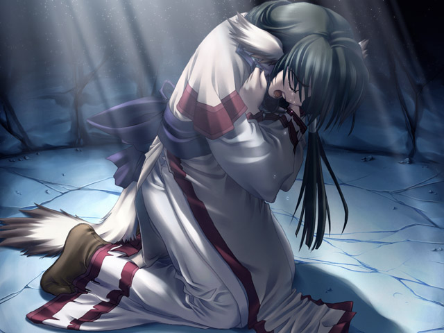 animal_ears, dog_ears, eruruw, game_cg, kneeling, leaf_(studio), official_art, sad