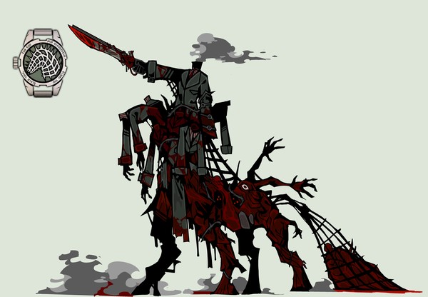 1girl, blood, blood_on_clothes, blood_on_weapon, centaur, distortion_(project_moon), extra_arms, extra_legs