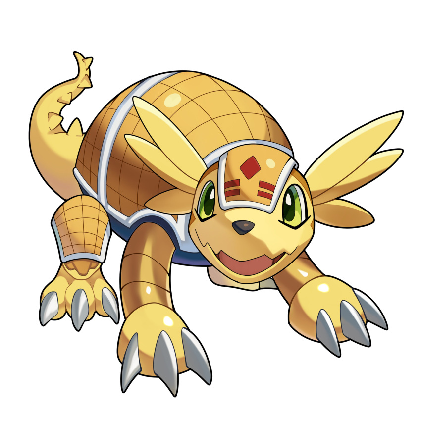 absurdres, armadillo_tail, armadimon, currynoodle_art, digimon, digimon_(creature), digimon_adventure_02, facial_mark