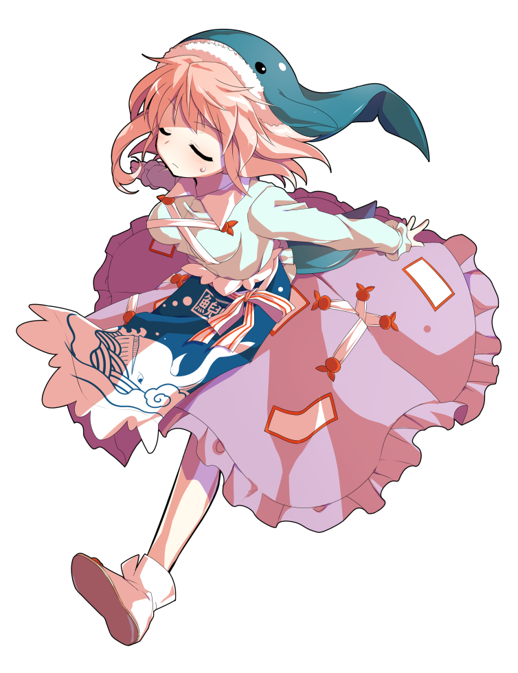 1girl, alphes_(style), apron, arms_behind_back, blue_apron, blue_hat, blush, boots