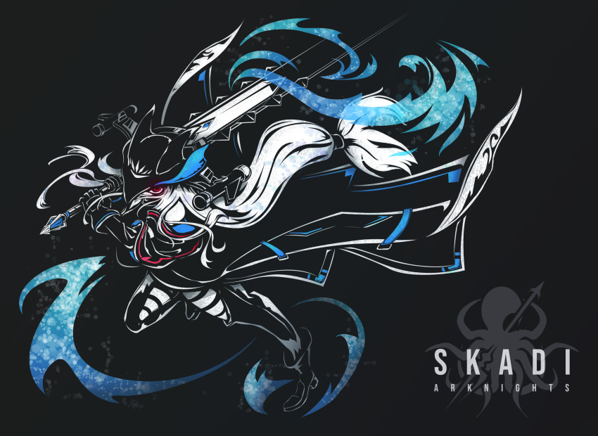 1girl, absurdres, abyssal_hunters_logo, arknights, arm_cuffs, bare_shoulders, black_cape, black_chaps