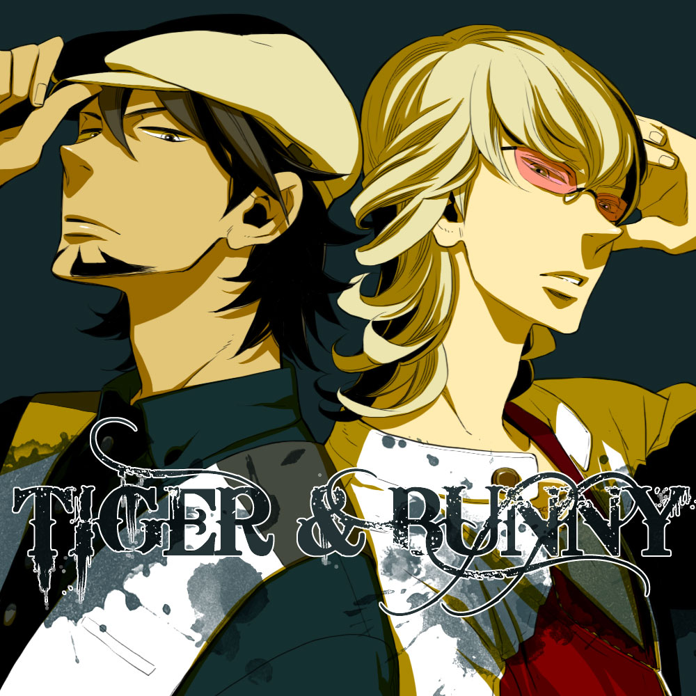 back-to-back, barnaby_brooks_jr, blonde_hair, brown_hair, bust, cabbie_hat, facial_hair, glasses